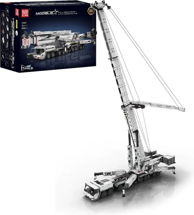Mould King 17007 - Liebherr Hijskraan - Nieuwste Model - 8506 onderdelen - DIY - Vlaggenschip - compatibel met bekende merk de Mould King en Zwart, Wit, Grijs – photo du produit