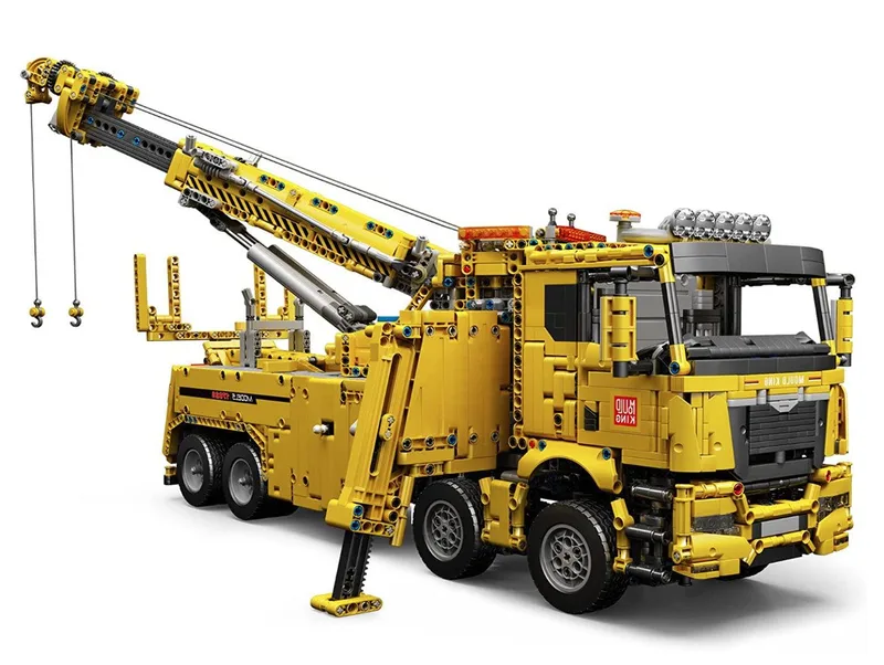 Mould King- 17028 Technische App & Rc Gemotoriseerde Fire Rescue Truck Model Assemblage in Originele Doos is compatibel met het bekende merk. de Mould King en Constructie : Bergingstruck Geel, 4883 bouwblokken – photo du produit 2 sur 3