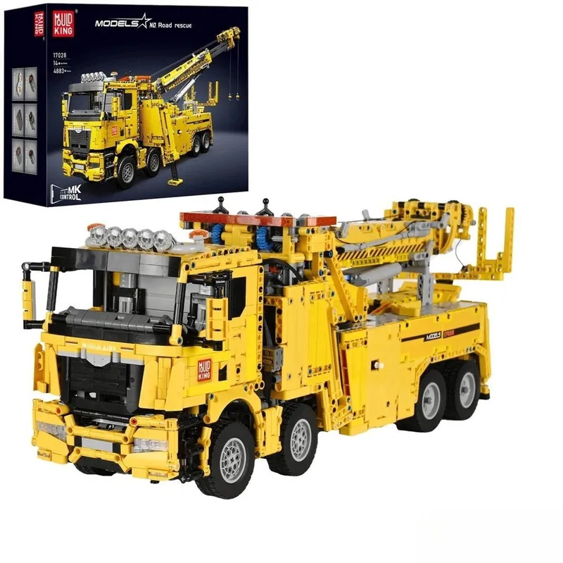 Mould King- 17028 Technische App & Rc Gemotoriseerde Fire Rescue Truck Model Assemblage in Originele Doos is compatibel met het bekende merk. by Mould King in Constructie : Bergingstruck Geel, 4883 bouwblokken – product photo
