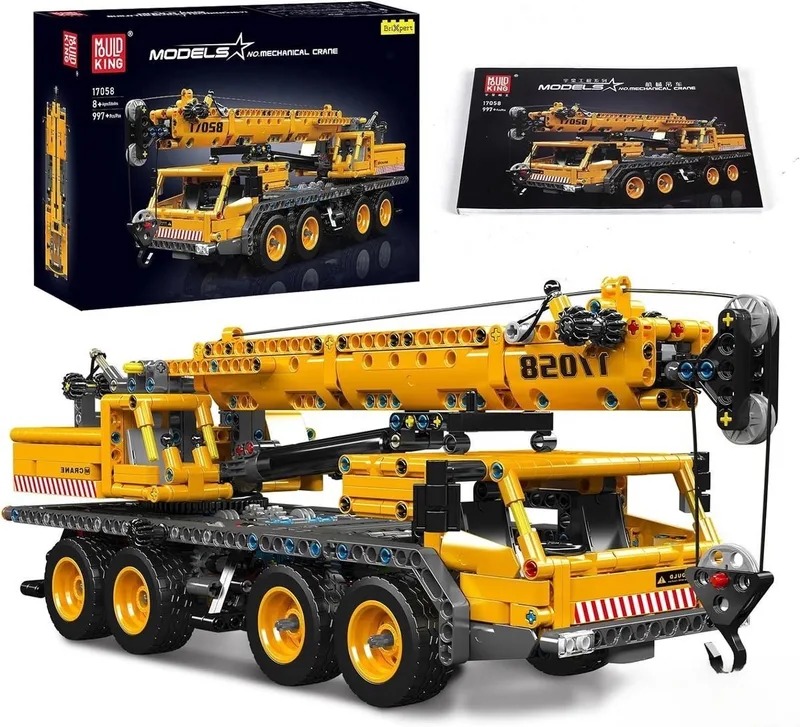 Mould king 17058 Technisch Mobiele kraan bouwset | Hijskraan auto modelbouw | Educatief constructie speelgoed bouwpakketten voor kinderen & volwassenen | 997 bouwstenen by Mould King in Constructie : Mobiele hijskraan, 997 bouwblokken – product photo