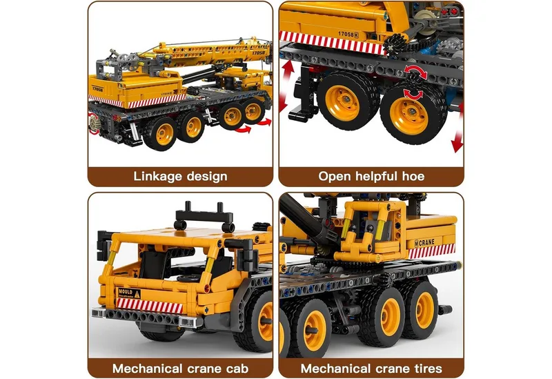 Mould king 17058 Technisch Mobiele kraan bouwset | Hijskraan auto modelbouw | Educatief constructie speelgoed bouwpakketten voor kinderen & volwassenen | 997 bouwstenen von Mould King in Constructie : Mobiele hijskraan, 997 bouwblokken – Produktfoto 4 von 5