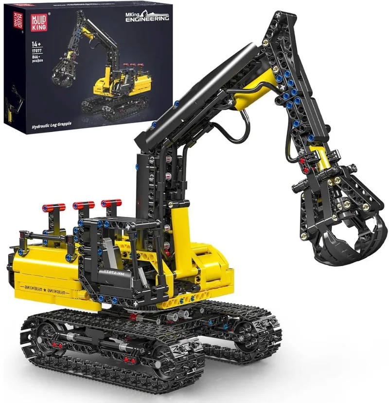 Mould king 17077 Technisch Hydraulische houtgrijpe bouwset | Hijskraan auto modelbouw | Educatief constructie speelgoed bouwpakketten voor kinderen & volwassenen | Geschikt voor Lego | Bouwset met 938 bouwstenen by Mould King in Constructie : Hydraulische houtgrijper, 938 bouwblokken – product photo