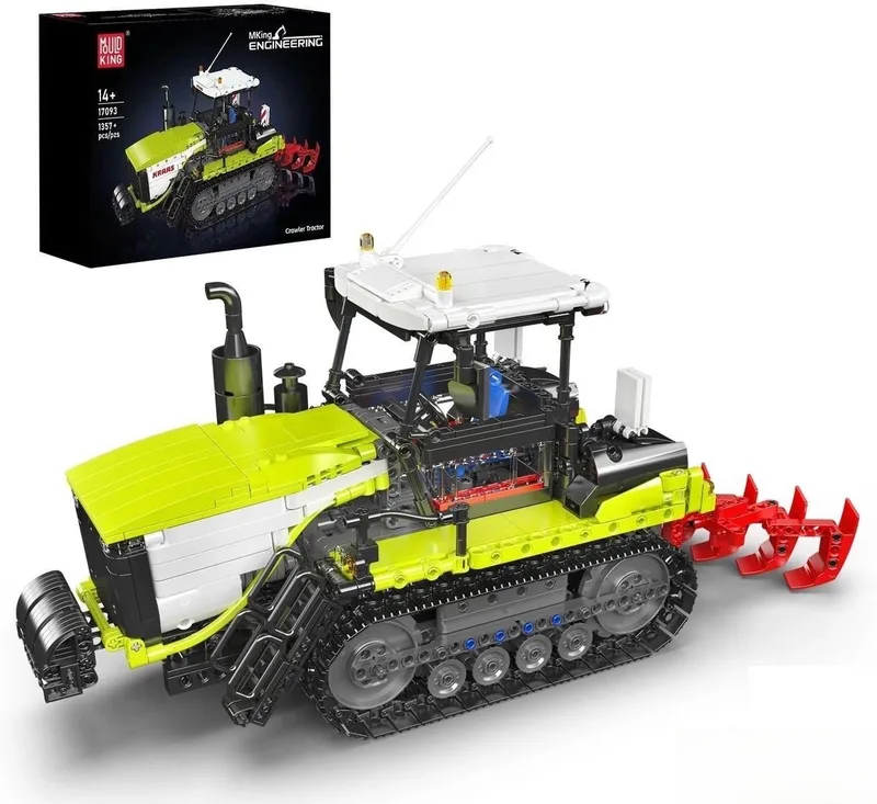 Mould king 17093 Tractor Trekker Crawler bouwset | Classic boerderij constructie modelbouw | Hollandse cadeautjes | Technische creator speelgoed ideas voor volwassenen & kinderen | Accu niet geschikt voor Lego technic | Bouwdoos met 1357 bouwstenen by Mould King in Landbouw : RC Tractor Trekker 1357, bouwblokken – product photo