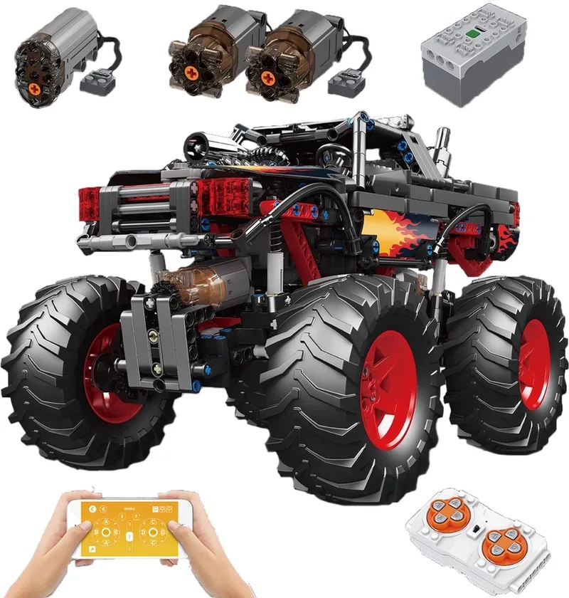 Mould King 18008 Vlam Monster Buggy Auto Afstandsbediening is compatibel met het bekende merk. by Mould King in Black – product photo