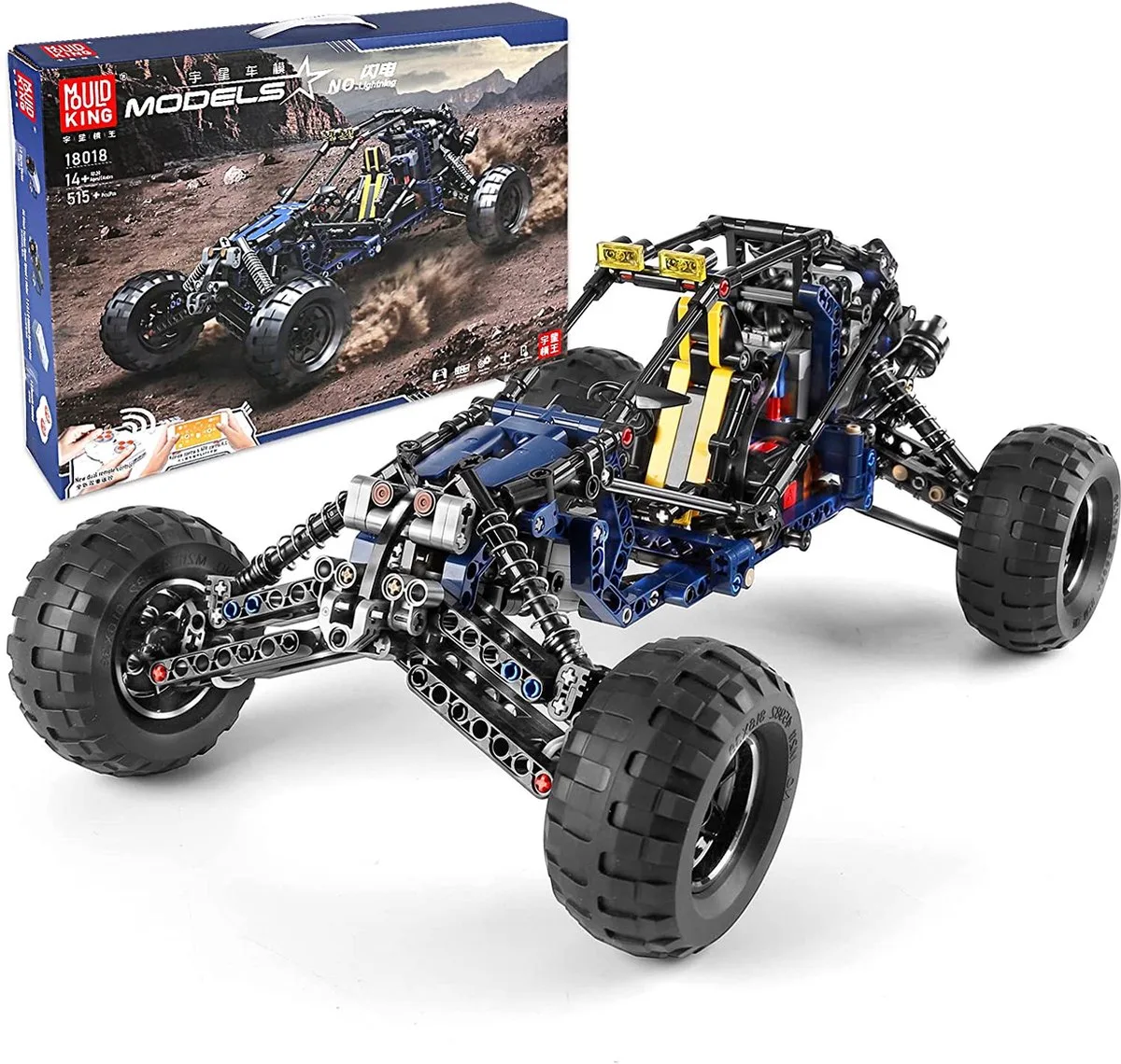 Mould King 18018 Lighting Racing off-road buggy (RC) - Compatible met de bekende merken - Motoren, accu, afstandsbediening - Bouwset, constructieset - 515 onderdelen de Mould King en Bleu – photo du produit