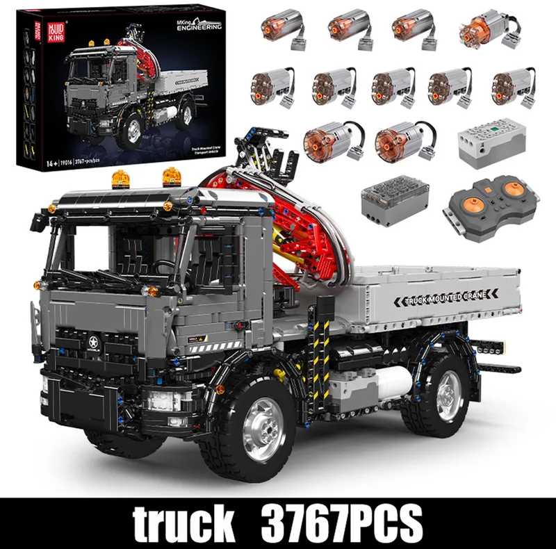Mould King 19016 Truck-Mounted Crane - Trucks serie - 3767 onderdelen by Mould King in Grey – product photo