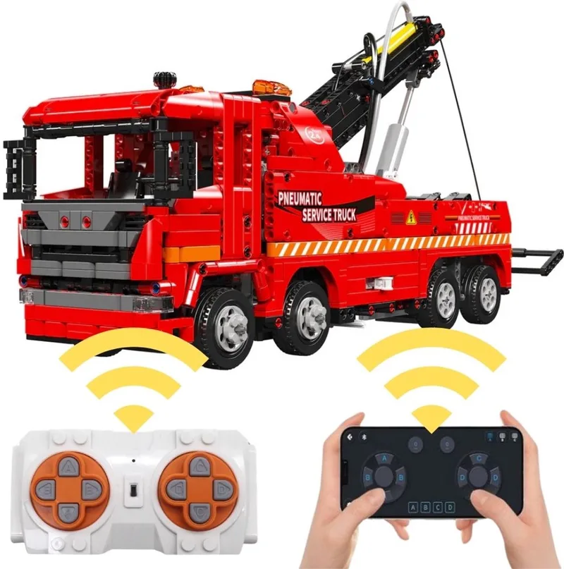 Mould King 19017 – Bouwset – Vrachtwagenkraan – Gemotoriseerd – Technic Serie by Mould King in Constructie : Radiografisch bestuurbare auto – Rescue Truck, 1653 bouwblokken – product photo