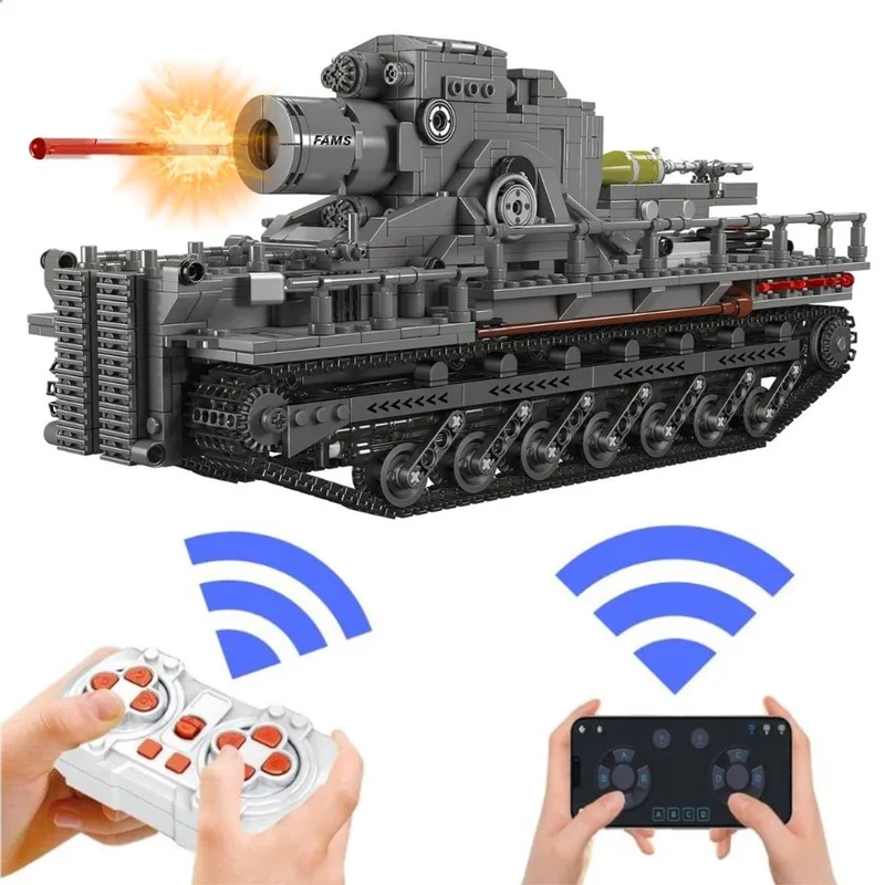Mould King 20028 RC Karl Mortar mega tank bouwset | WW2 Army constructie modelbouw | Educatief militair & leger speelgoed bouwpakket voor kinderen & volwassenen | Radiografisch bestuurbare auto | Accu niet geschikt voor lego | Bouwdoos met 1648 bloks by Mould King in Army : Radiografisch bestuurbare auto – Karl Mortar Tank, 1648 bouwblokken – product photo