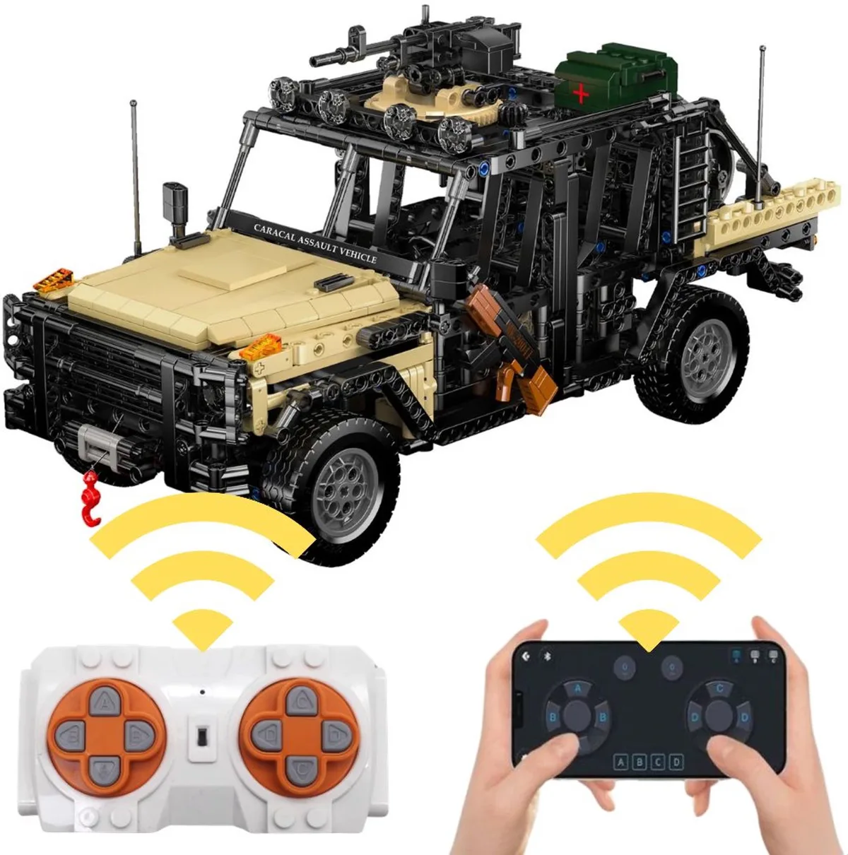 Mould King 20041 Caracal Aanvalsvoertuig bouwset | WW2 Classic army auto constructie modelbouw | Technisch educatief militair & leger speelgoed creator bouwpakketten voor kinderen & volwassenen | Geschikt voor Lego | Bouwdoos met 1577 bouwstenen de Mould King en Army : Radiografisch bestuurbare auto – Caracal Aanvalsvoertuig, 1577 bouwblokken – photo du produit