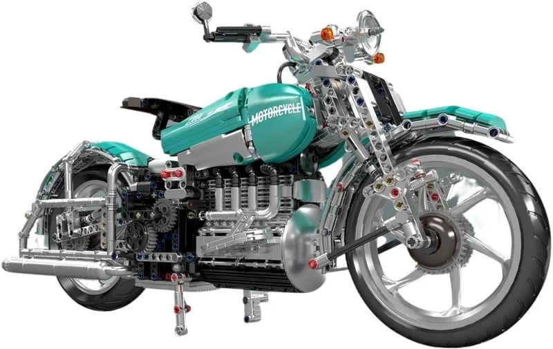 Mould King 23004 America Motorcycle bouwpakket | City Racing champions adventure | Expert creator motorfiets modelbouw | Technische motor speelgoed bouwpakketten voor kinderen en volwassenen | DIY auto set geschikt voor Lego | bouwdoos met 1971 bloks by Mould King in Racing : Motorfiets American Cruiser, 1971 bouwblokken – product photo