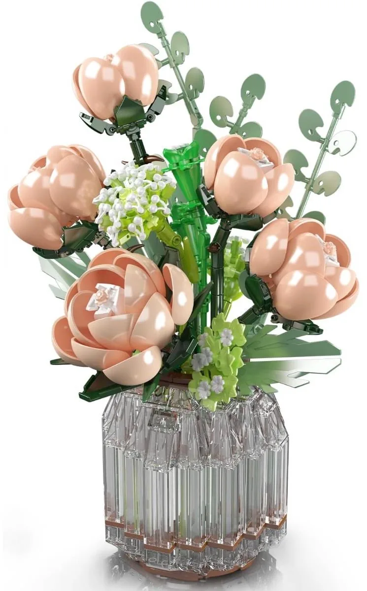Mould King 24109 Roze Rozen bouwset | Botanical Flowers Collection | Classic Creator STEM speelgoed bloemen bouwpakket | Bloemenpracht kunstbloemen modelbouw voor volwassenen & kinderen | geschikt voor Lego | Bouwdoos met 981 bouwstenen by Mould King in Multicolore – product photo