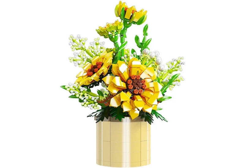 Mould King 24110 Botanical Zomer Bloemenboeket in Vaas | Bloemenpracht flowers collection modelbouw | Classic Creator STEM speelgoed bloemen bouwpakket voor volwassenen & kinderen | Geschikt voor Lego | DIY Kunstbloemen | Bouwdoos met 1047 bouwstenen von Mould King in Zonnebloemen in vaas, 1047 bouwblokken – Produktfoto 2 von 4