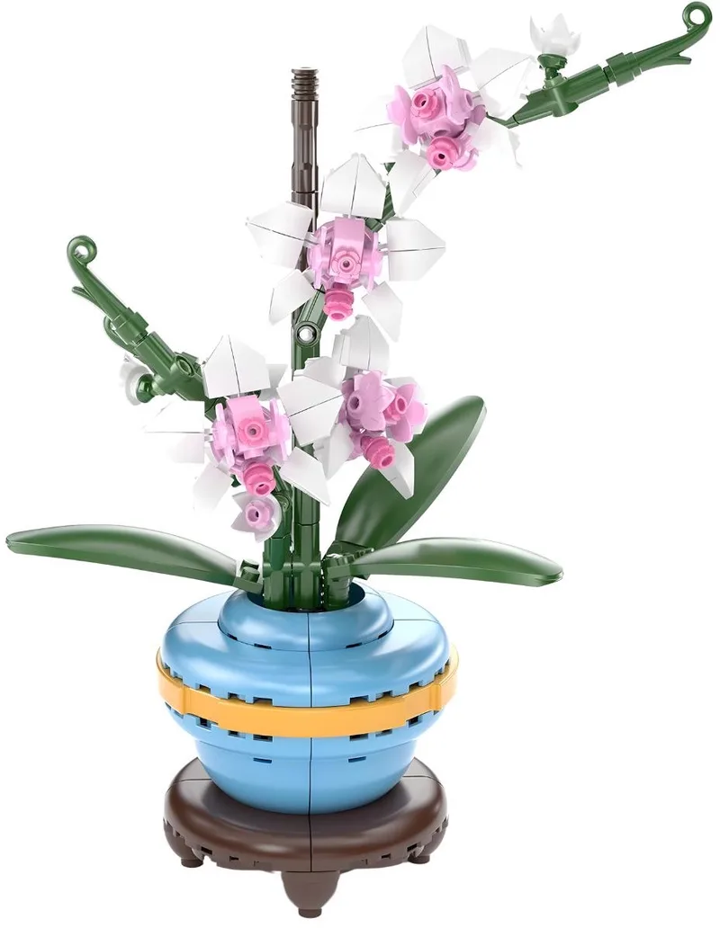 Mould King 24119 - Orchidee Bloemenboeket in Vaas - Classic Creator - STEM speelgoed - bloemen bouwpakket - Modelbouw volwassenen & kinderen - DIY Kunstbloemen geschikt voor Lego - Bouwdoos met 386 bouwstenen by Mould King in Mini Orchidee, 386 bouwblokken – product photo