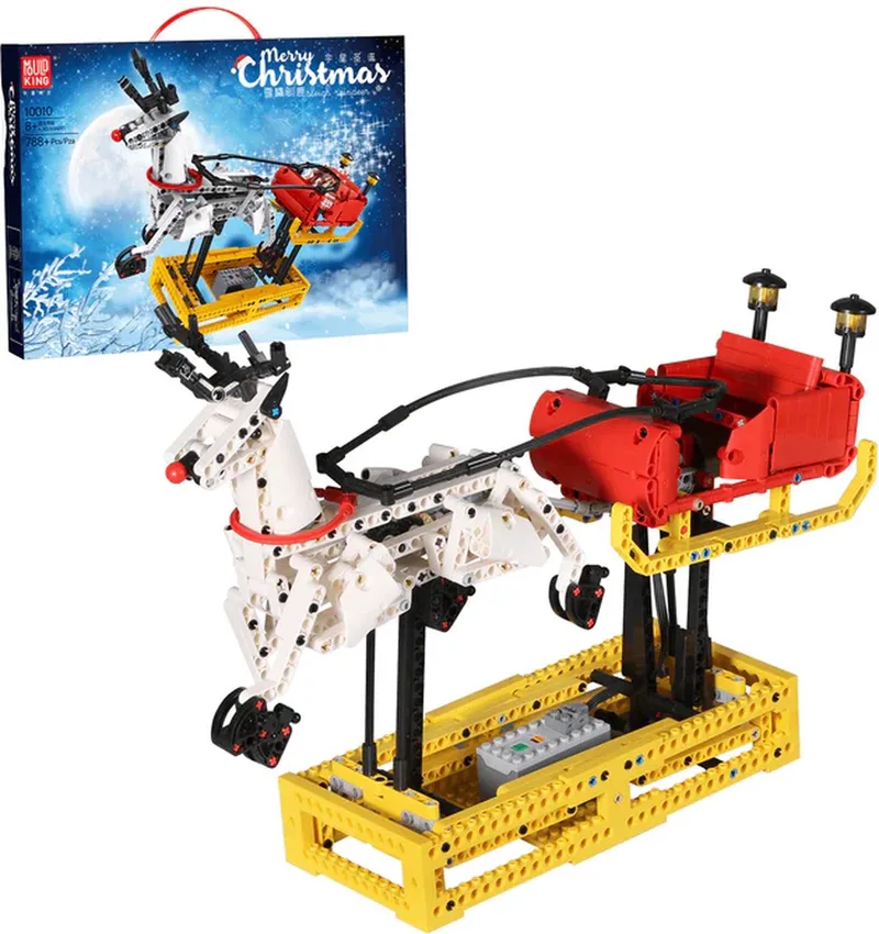 Mouldking 10010 - Kerst - Slee met Rendier - RC Bestuurbaar - Bouwset - Past op alle bekende merken - 788 onderdelen von Mould King in Geel – Produktfoto