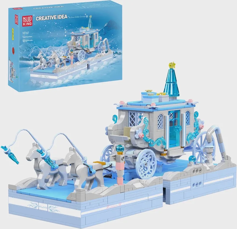 Mouldking 10161 - Snow White Carriage - Sneeuw Witje - 1214 onderdelen - Past op alle bekende merken - kerst - bouwset de Mould King en Wit – photo du produit