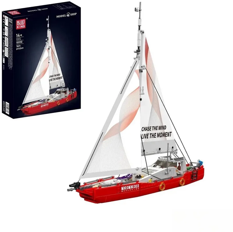 MouldKing - 10190 - Moderne Zeilboot | Classic creator jacht boot | Technic ideas | STEM educatief speelgoed bouwpakket Past op bekende merken | Racejacht modelbouw voor volwassenen & kinderen | 767 bouwstenen fra Mould King i Boten: Jacht boot, 767 bouwblokken – produktbillede