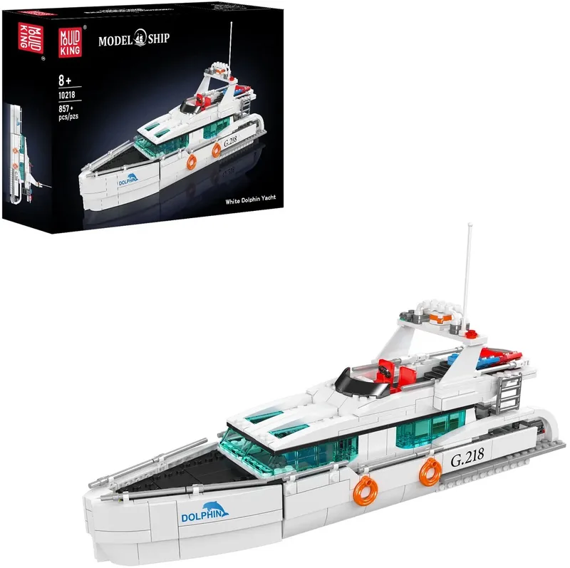 Mouldking 10218 - Yacht - Boot - Bouwset - 857 onderdelen - past op bekende merken van Mould King in Wit – productfoto