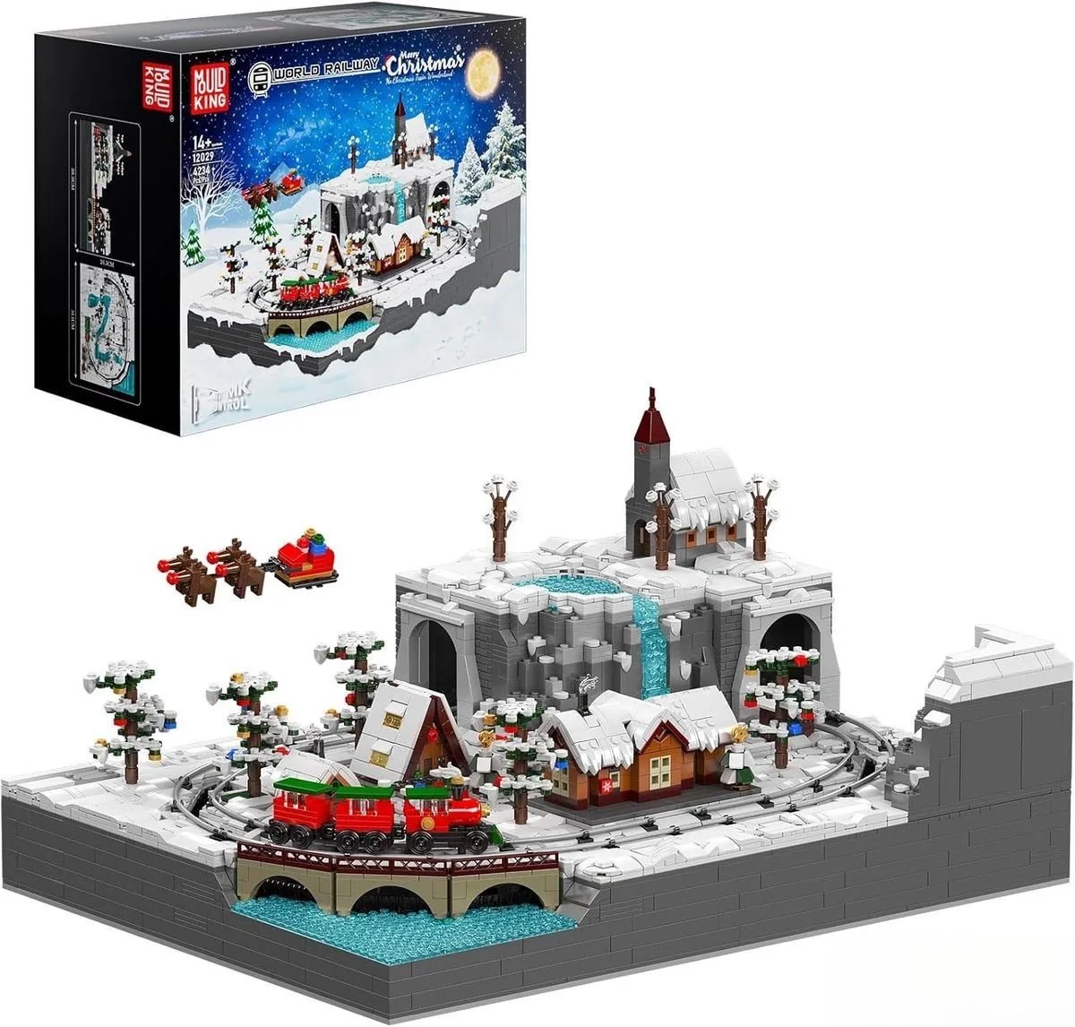 Mouldking 12029 - Kerst Trein Pretpark - Bouwset - RC - Bestuurbaar - XL - 4232 onderdelen by Mould King in Kerst: Kerst dorp, 4232 bouwblokken – product photo