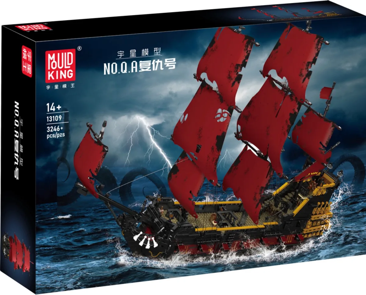 Mouldking 13109 - Piratenschip - 3139 onderdelen - Past op alle bekende merken från Mould King i Queen Anne's Revenge – produktbild