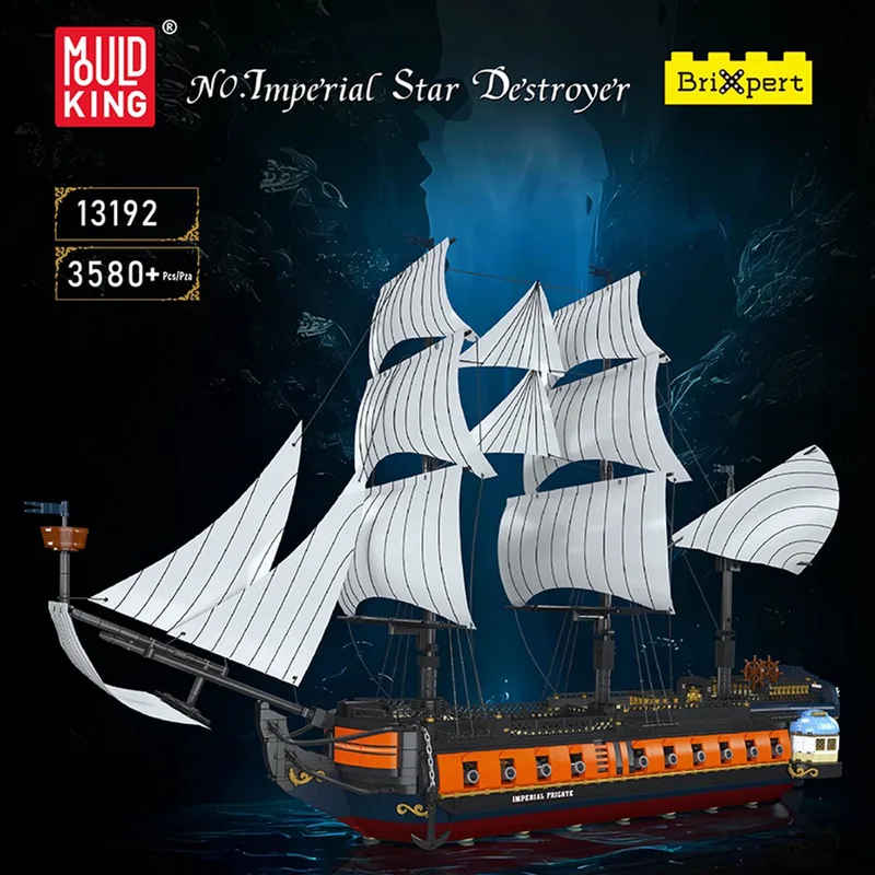 Mouldking 13192 - Piratenschip - Imperial Destroyer - bouwset - 3580 onderdelen - statisch - Past op alle bekende merken - bouwpakket fra Mould King i Zwart, Oranje, Wit, Rood – produktbillede