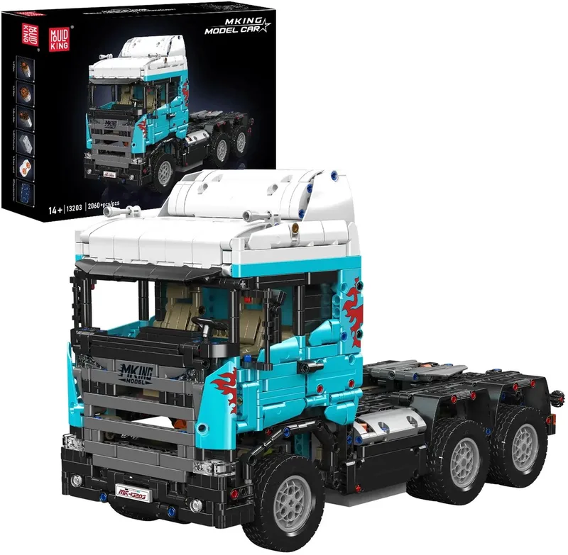 Mouldking 13203 - Scania Vrachtwagen - Bouwset - Trekker - RC Bestuurbaar - 2060 onderdelen - Past op de bekende merken by Mould King in Wit – product photo