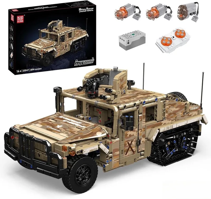 Mouldking 20047 - Militaire Leger Hummer - RC - Bouwset - 2094 onderdelen - past op bekende merken fra Mould King i Camouflage – produktbillede