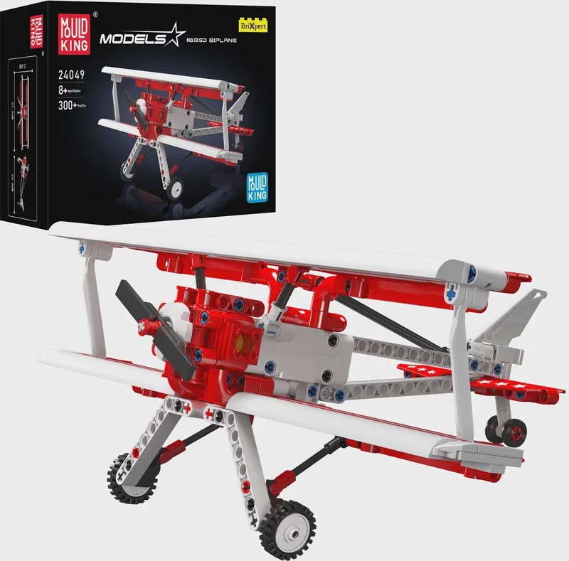 Mouldking 24049 - Rode Dubbeldekker - Vliegtuig - bouwset - Past op alle bekende merken - 300 onderdelen by Mould King in Rouge – product photo