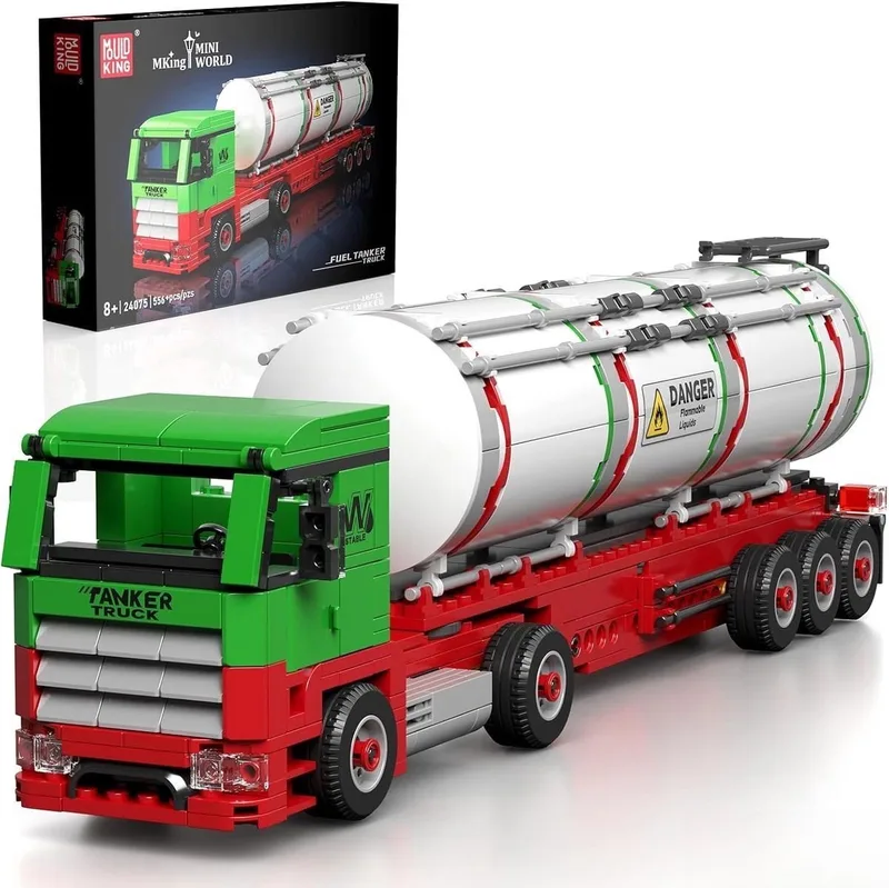 Mouldking 24075 - Tanker - Vrachtwagen - Bouwset - past op bekende merken - 565 onderdelen - olie tanker fra Mould King i Groen – produktbillede