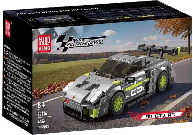 Mouldking 27116 - Porsche 911 - Bouwset - 435 onderdelen - Gratis vitrinebox - past op bekende merken by Mould King in Gris – product photo
