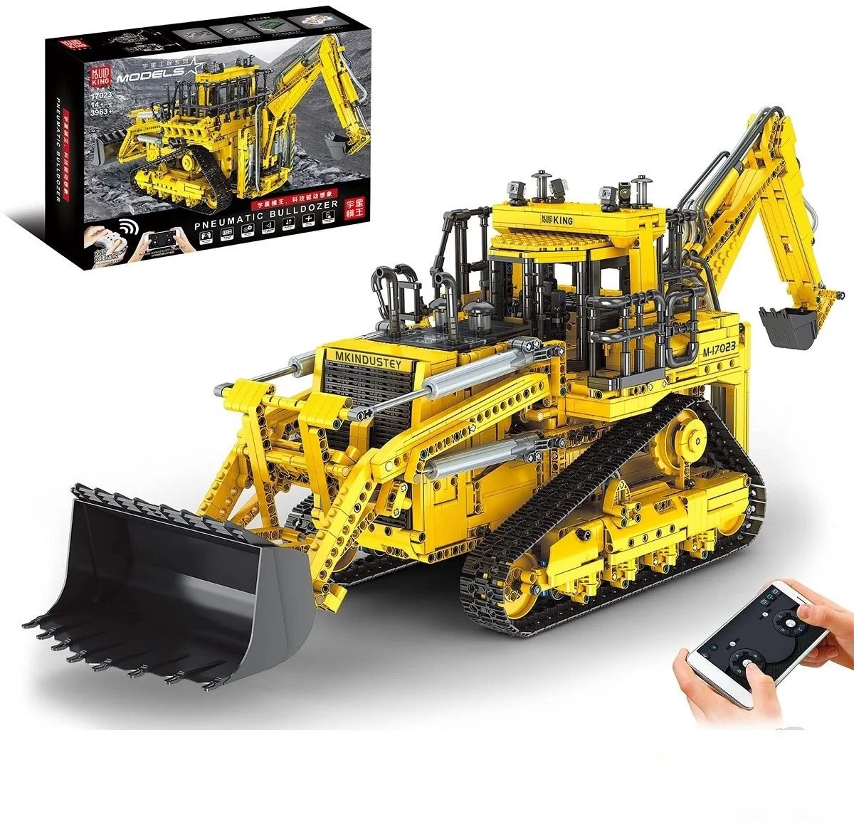 RC Pneumatische Bulldozer Afstandsbediening 17023 by Mould King – product photo