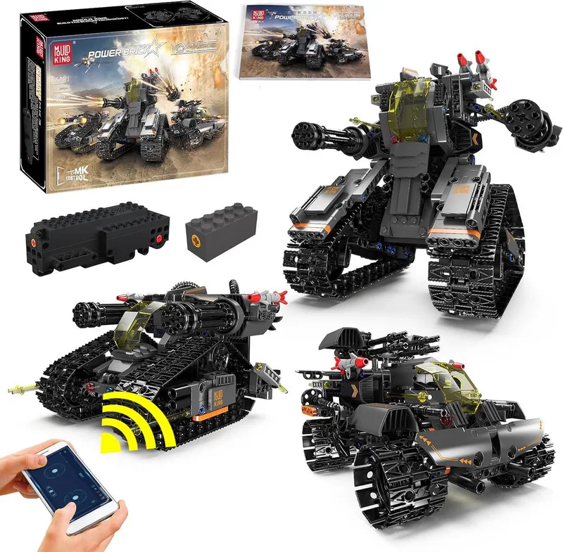 Technic 3 in 1 rc army tank | City speed champions adventure | Creator classic auto motor bouwpakket | Technische leger speelgoed ideas expert volwassenen & kinderen | 588 bloks modelbouw van Mould King in Robot : Radiografisch bestuurbare auto – 3in1 cyber tank STEM, 536 bouwblokken – productfoto