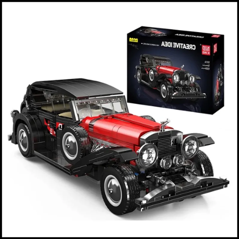Technisch Autospeelgoed - Rode Vintage Auto Bouwstenen Set - 1308 Stuks - Klassiek Oldtimer Ontwerp - Authentieke Details von Mould King in Schwarz – Produktfoto