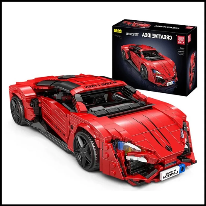 Technisch Lego Autospeelgoed - Rode Lykan - Sport Race Auto - 1311 Stuks - Compatibel Met Lego by Mould King in Zwart – product photo