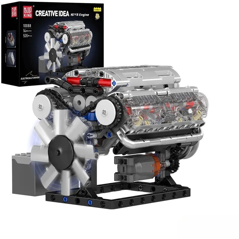 Technische Bouwset - Gemotoriseerde V8 Motor - 535 Stuks fra Mould King i Racing: V8 motor engine, 535 bouwblokken – produktbillede