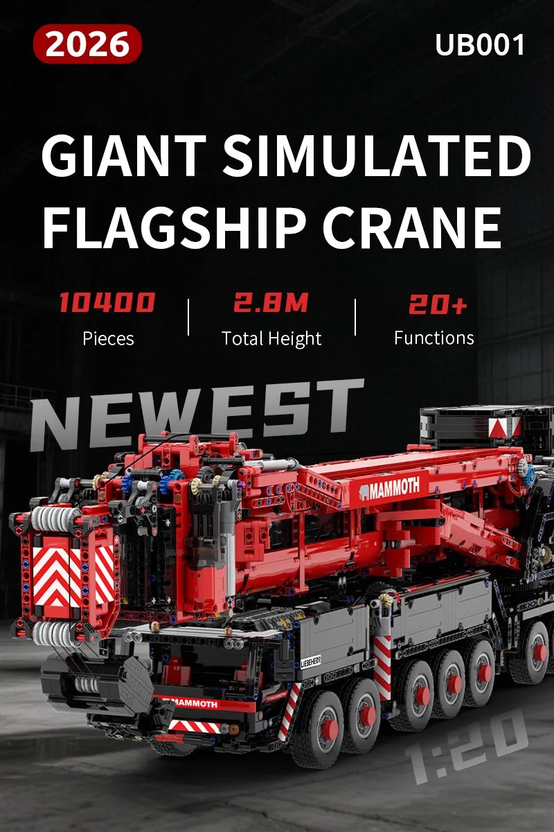 Ubricks UB001 2026 5V 2,8m Liebherr Ltm11200 Mobiele Kraan Model Afstandsbediening Moc 10400 PCS van Mould King in E1001-2026 – productfoto