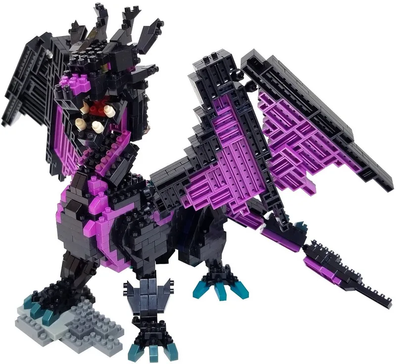 Nanoblock - Deluxe Drakenfiguur - Baksteenfiguur 960 stuks - Bouwset Montagemodel - Draak Bouwpakket - Bouwpakket Speelgoed Kinderen 12+ Tiener Volwassenen - NBC032 by nanoblock in Zwart en Paars – product photo
