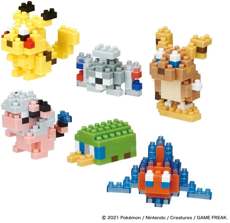 Nanoblock - Electric Pokémon Mini-Figure Pack - Doos met 6 van stenen gebouwde Pokémon-figuren - Modelbouwset - Speelgoed voor kinderen 12+ tieners Volwassenen - NBPM08B de nanoblock en Jaune – photo du produit