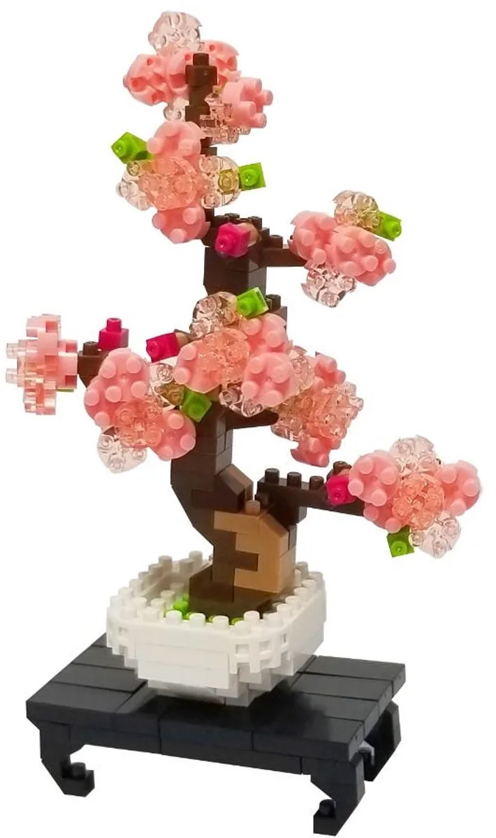 Nanoblock - Mini Brick Figuur - 270 Brick Bonsai Bouwset - Pixel Flower Bonsai Figuur Bouwpakket - Mini Brick Plant Builder - NBC225 by nanoblock in Bonsai Sakura – product photo