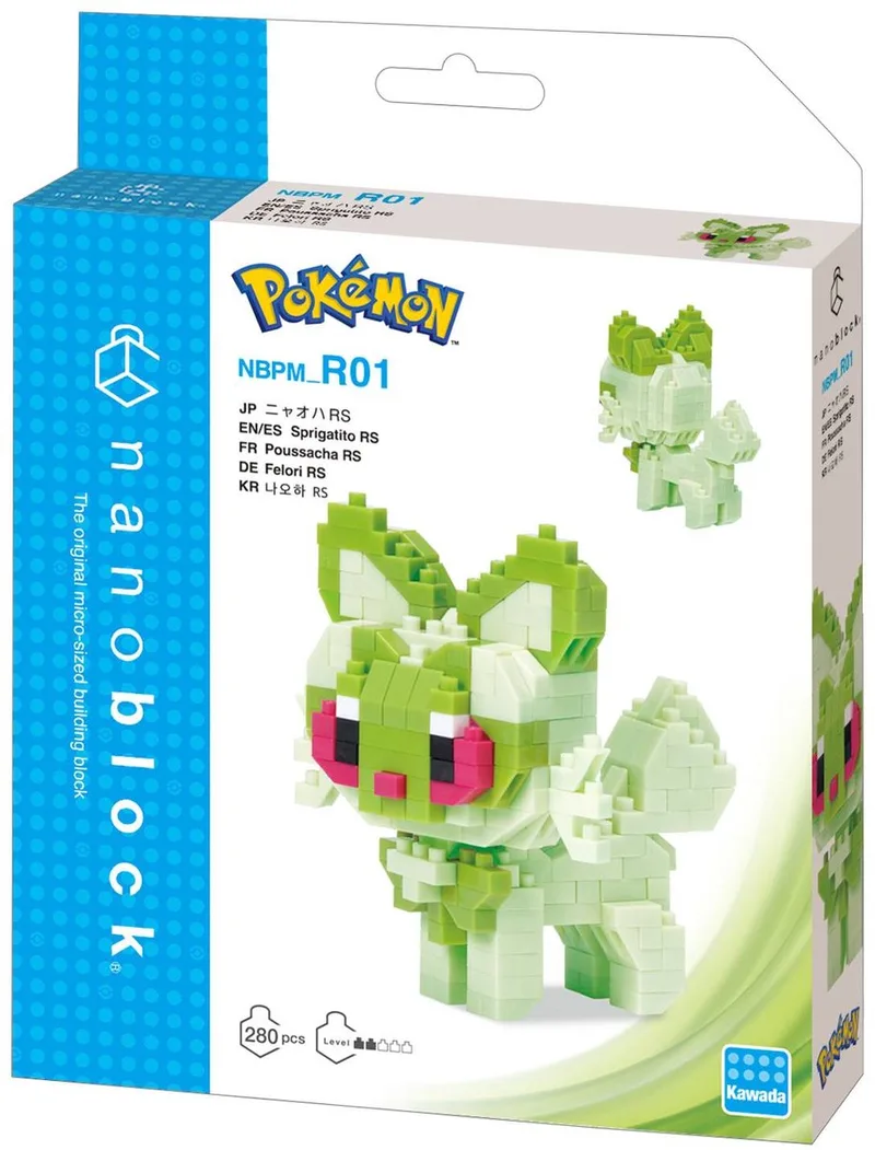 Nanoblock - Poussacha - Pokémon - Mini Pokémon Brick Figuur - Pixel Chickachio Pokémon Figuur Bouwpakket - Speelgoed Kinderen 12+ Tiener Volwassenen - NBPM01 by nanoblock in Sprigatito – product photo