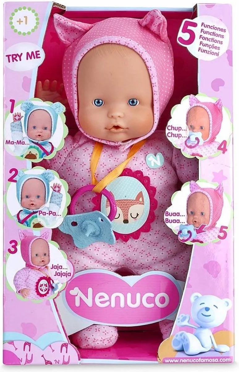 Baby pop met 5 functies en speen van Nenuco in Roze – productfoto