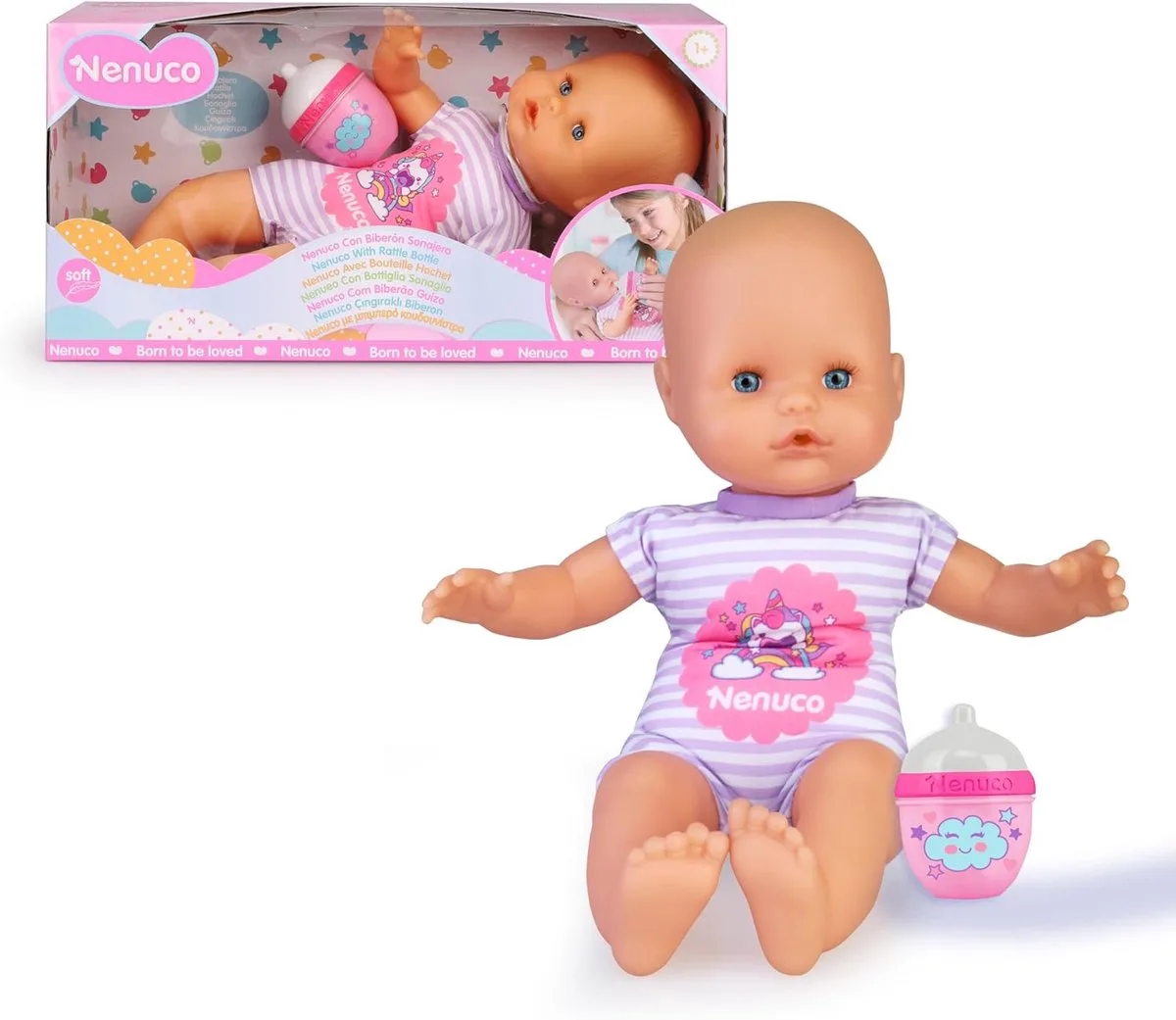 Mit Rassel Flasche Babypuppe von Nenuco in Mehrfarbig – Produktfoto