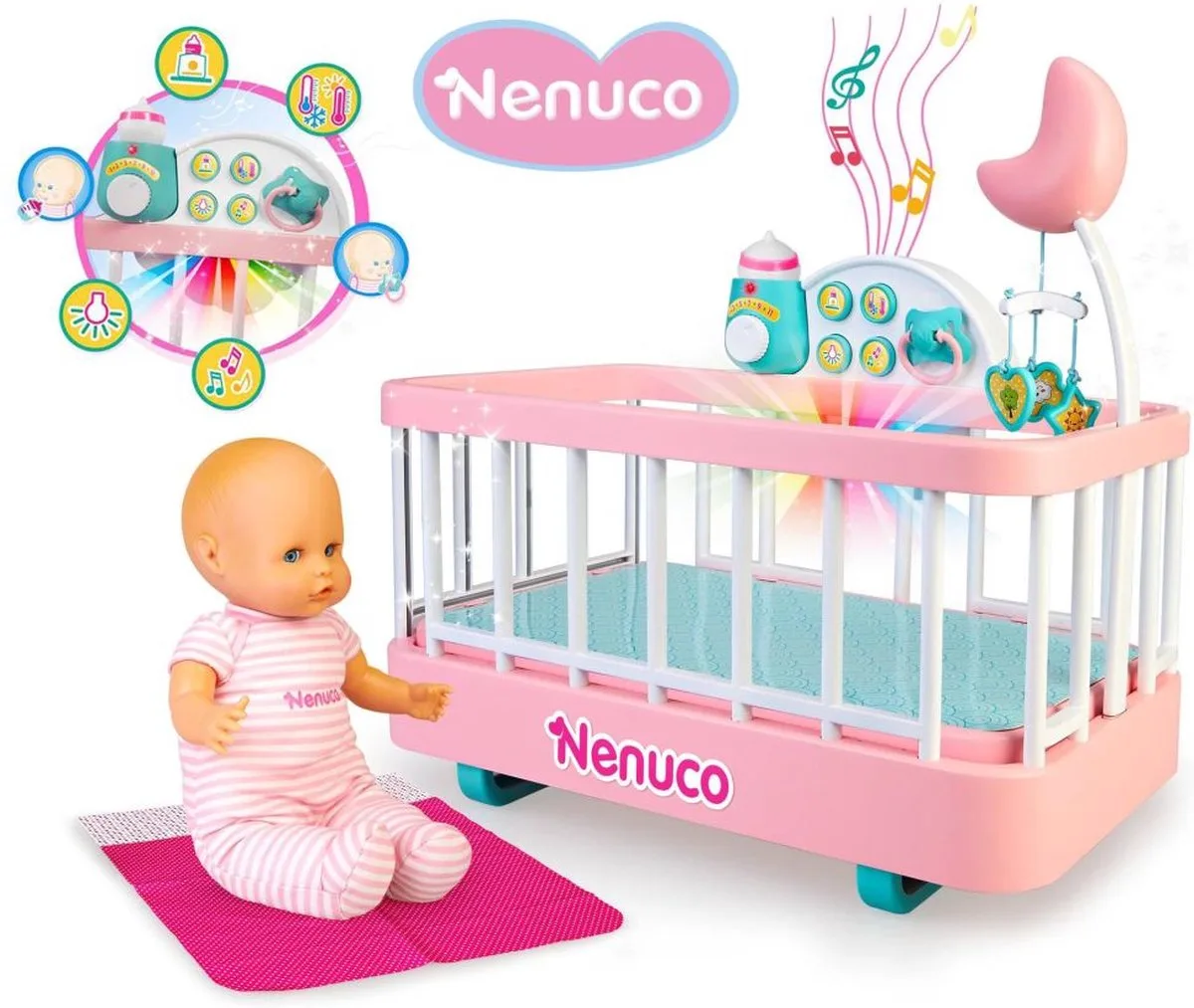 Nenuco 700017203 accessoire voor poppen Poppenbed/wieg de Nenuco en Rose, Blanc – photo du produit