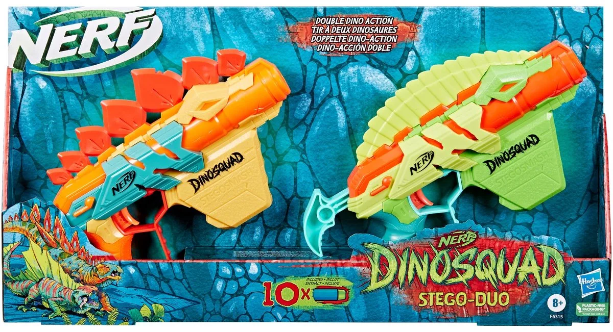 Dinosquad Stego Duo Pack de Nerf en Oranje en groen – photo du produit