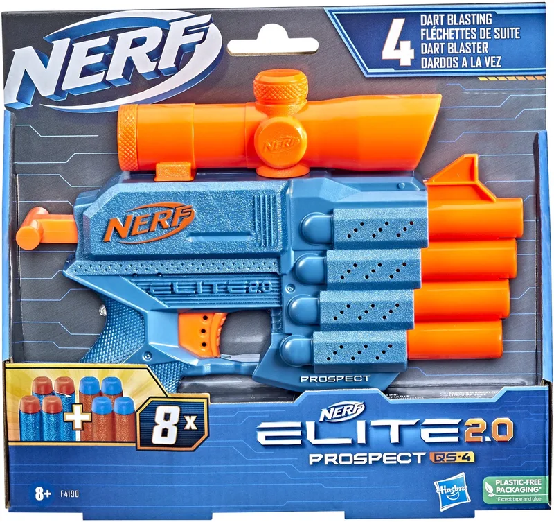 Elite 2.0 Prospect QS 4 - Blaster fra Nerf i Blå – produktbillede 1 af 5