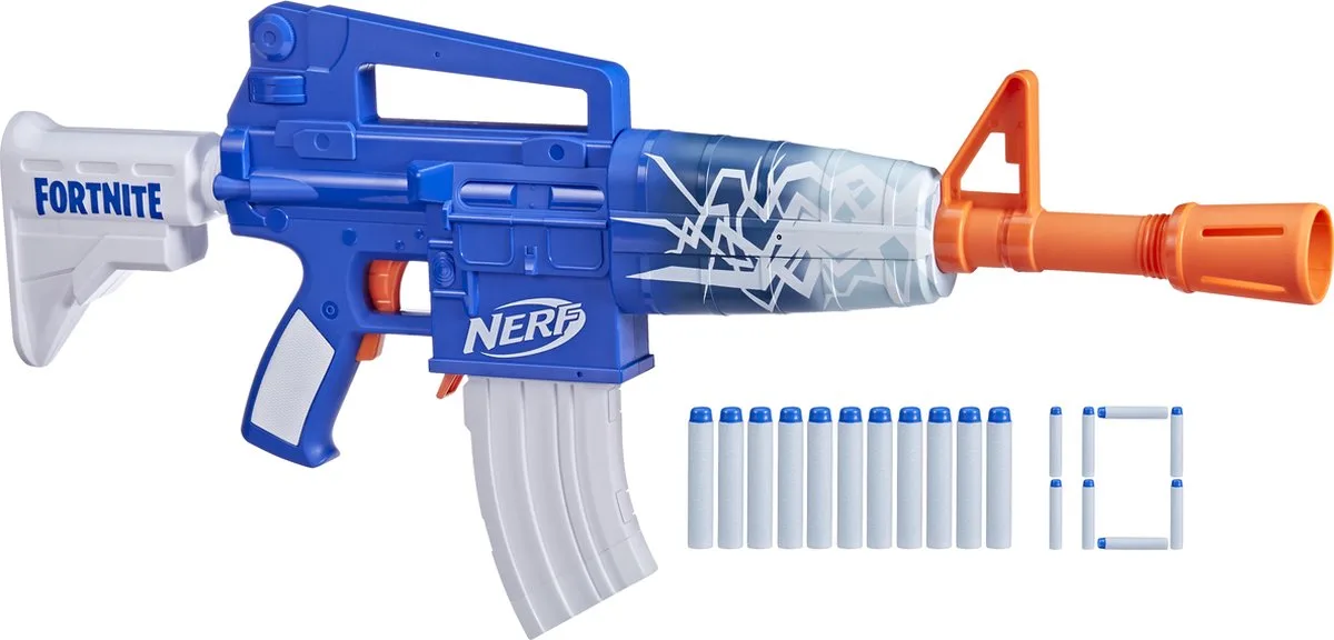Fortnite Blue Shock Blaster fra Nerf i Blå, Orange, Hvid – produktbillede