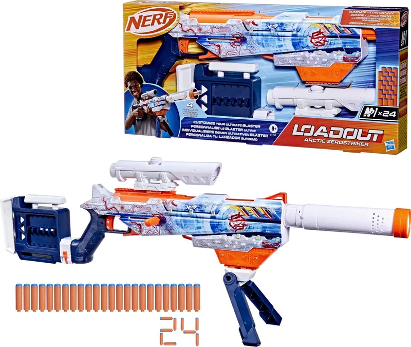 Loadout Arctic Zerostriker blaster en 24 N1-darts de Nerf en Blanc – photo du produit