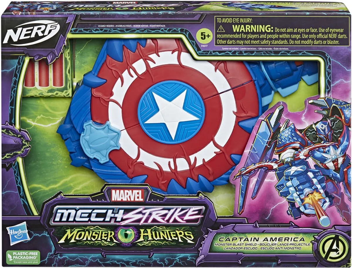 MARVEL MECH STRIKE MONSTER HUNTERS CAPTAIN AMERICA MONSTER B van Nerf in Rood – productfoto