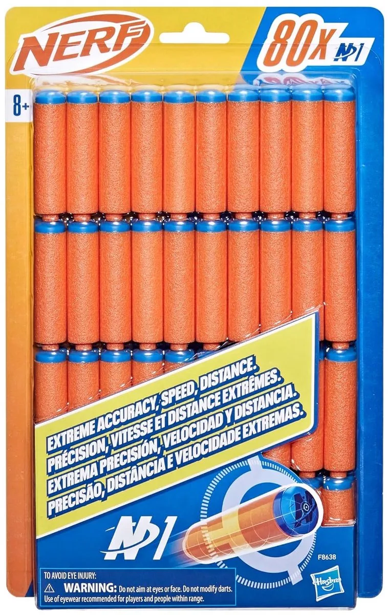 N Series N1-darts, 80 darts, alleen te gebruiken met Nerf-blasters uit de N-serie, buitenspellen de Nerf en Bleu – photo du produit