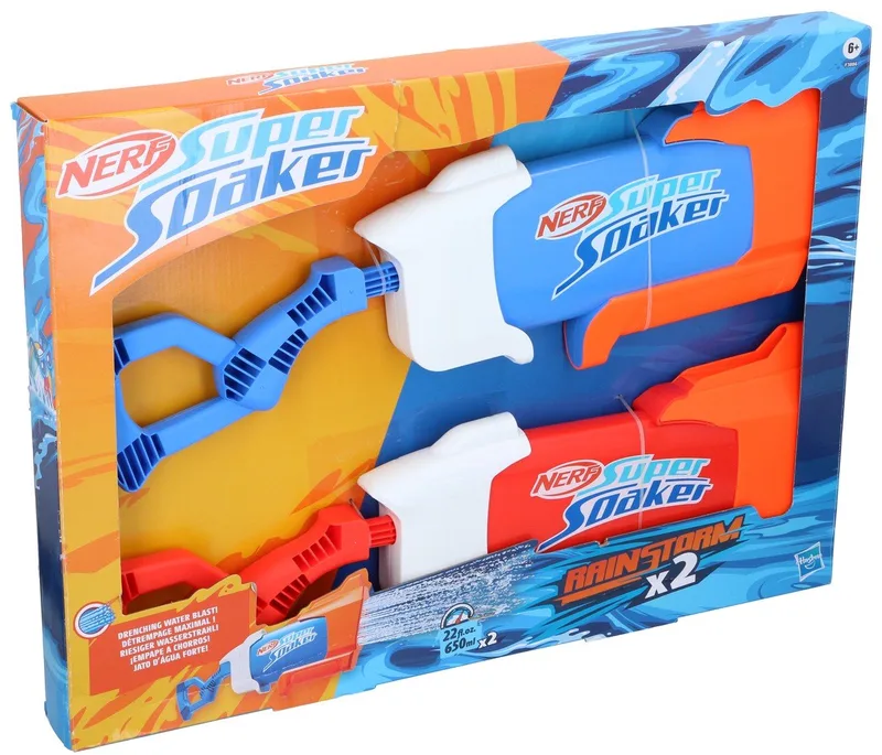 Super Soaker Rainstorm – Blauw of Rood – Waterblaster (650 ml) – 2 Stuks by Nerf in Multicolour – product photo