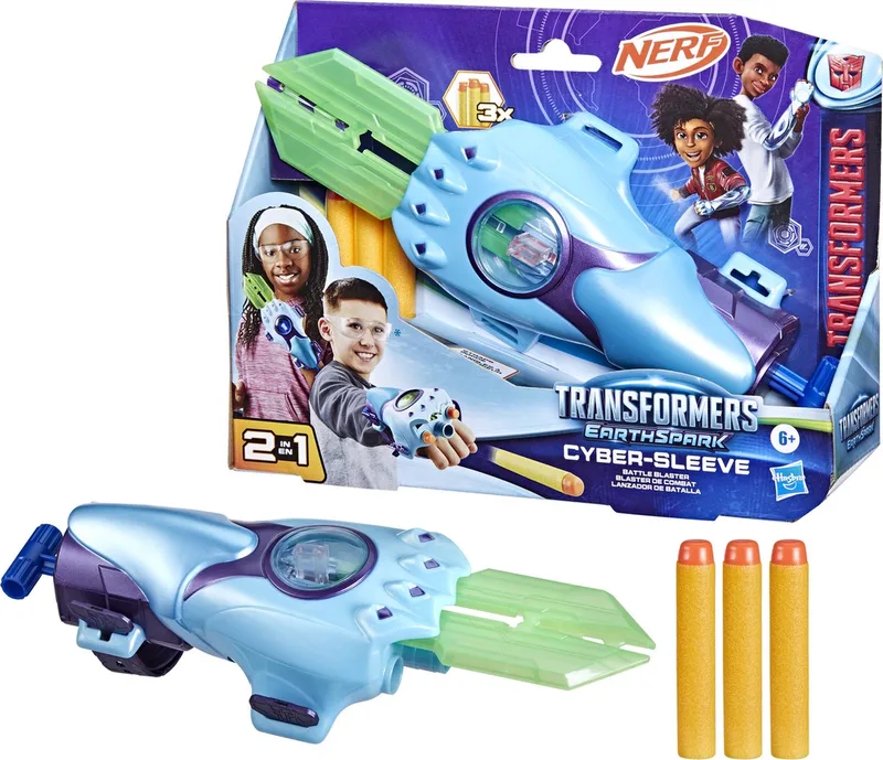 Transformers Earthspark Cybersleeve - Blaster by Nerf in Blue – product photo